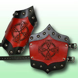 Celtic King's Leather Arm Vambraces - Red