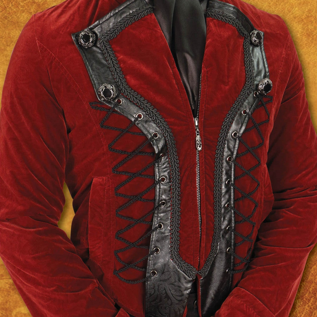 Airship Pirate Coat Black and Red Victorian Steampunk 