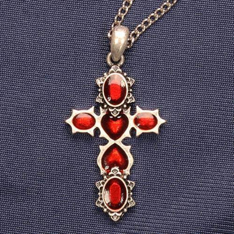 Cross w/ Red Hearts Necklace