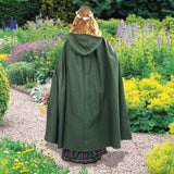 Medieval Cotton Cross Over Hooded Cloak Green