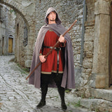 Medieval Cotton Cross Over Hooded Cloak Grey