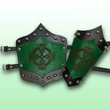 Celtic King's Leather Arm Vambraces - Green