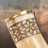 Drinking Horn of Freya - Hand-Carved Floral Pattern