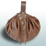  Round Large Leather Pouch - Brown