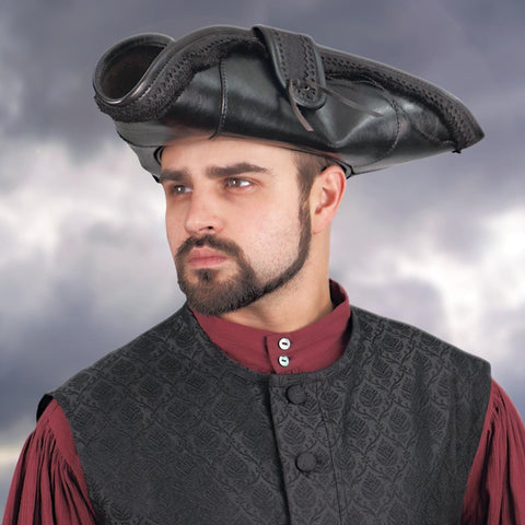 Pirate King Leather Tricorn Hat