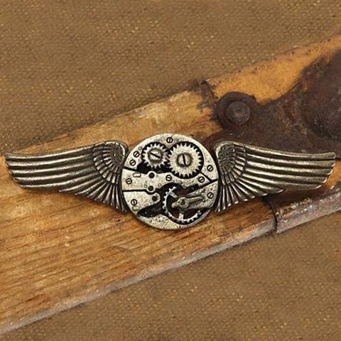 Steampunk Winged Gear Pin