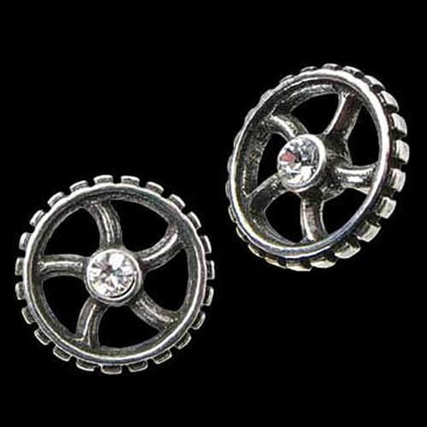 Diamond Crank Wheel Stud Earrings - costumesandcollectibles