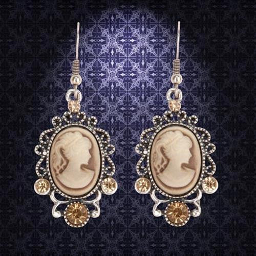 Victorian Brown Cameo Earrings Costumes and Collectibles