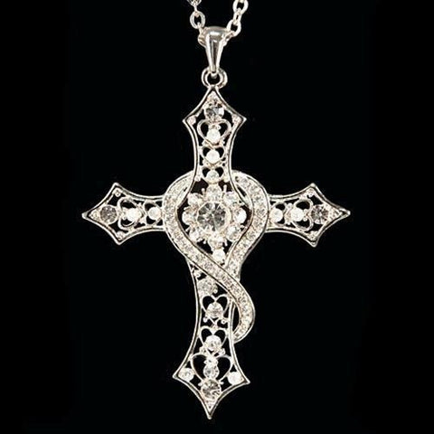Crystal Twisted Cross Pendant - costumesandcollectibles