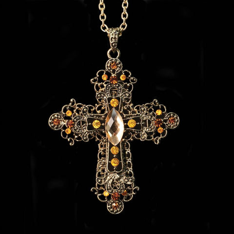 Italian Topaz Cross Necklace - Costumes and Collectibles