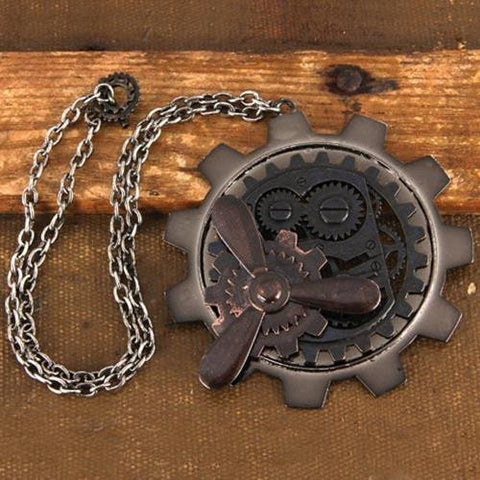 Large Gear and Propeller Steampunk Pendant