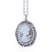 Victorian Grey Oval Cameo Necklace