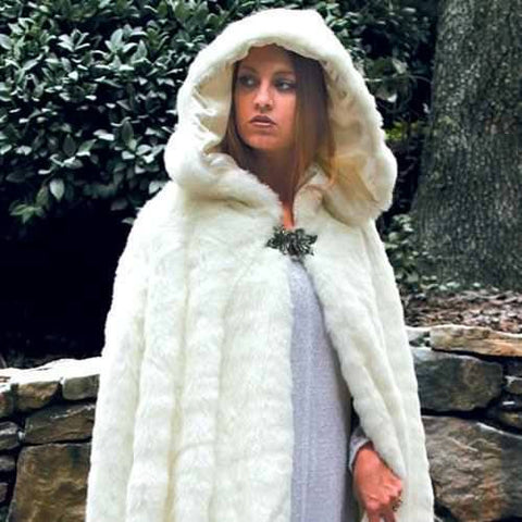 Snow Queen Faux Fur Hooded Cape
