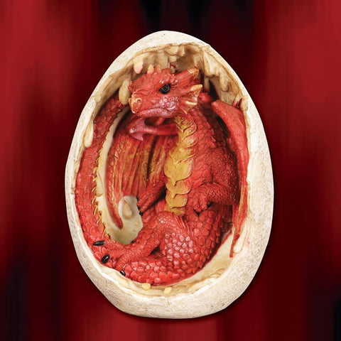 Red Dragon Hatchling and Egg Statue