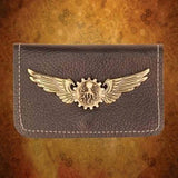Steampunk Bi-fold Leather Wallet - Brass Wings