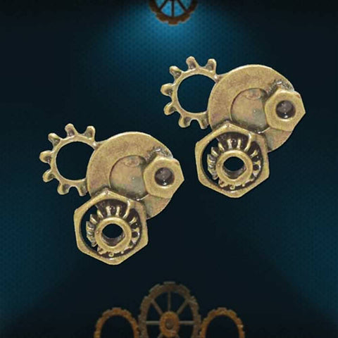Steampunk Gear Stud Earrings - Costumes and Collectibles